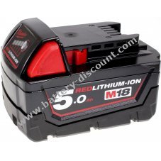 Battery for battery-powered sabre saw Milwaukee C18HZ-0 5,0Ah original