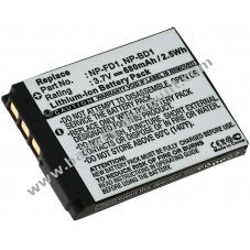 Battery for Sony type/ ref. NP-FD1