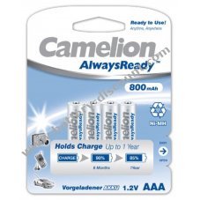 Camelion HR03 Micro AAA AlwaysReady, Ni-MH battery 4 pack 800mAh