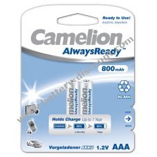 Camelion HR03 Micro AAA AlwaysReady 2 pack 800mAh