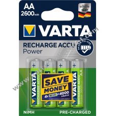 Varta Power Battery Ready2Use Mignon AA 5716 HR6 LR06 Blister of 4 2600mAh