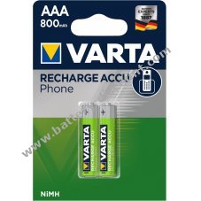 Varta Micro AAA Battery for DECT-Telefone 800mAh 2 pack