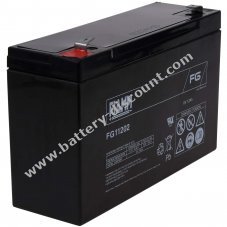 FIAMM replacement battery for solar collector, man lift, 6V 12Ah (surrogates 10Ah)