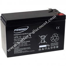 Powery Lead gel battery 12V 9Ah (also replaces 7,2Ah / 7Ah)