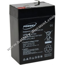 Powery lead-gel battery f. Peg Perego Feber Injusa Smoby Diamec children's car 6V 5Ah (replaces 4Ah 4,5Ah)