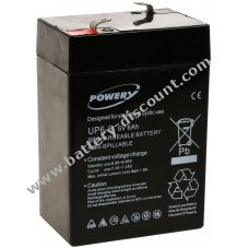 Powery Lead gel battery for cleaning machines, lawn mower 6V 6Ah (also replaces 4Ah, 4,5Ah)