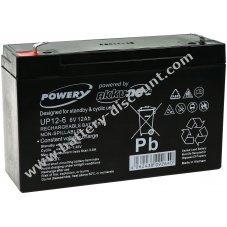 Powery lead-gel Battery for scooter wheel chairs, electric scooter, electric vehicle 6V 12Ah (also for 10Ah)