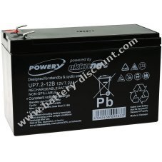Powery Blei-gel  Battery compatible with YUASA type NP7-12L 12V 7,2Ah