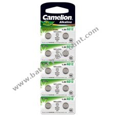 Camelion Button cell 386 LR43 LR1142 AG12 V12GA Blister of 10