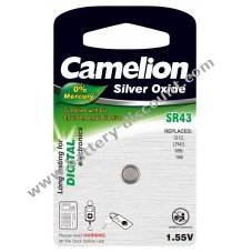 Camelion Silver Oxide Button Cell SR43 / G12 / 386 / LR43 / 186 1pc blister
