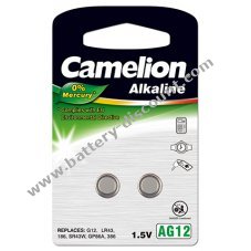 Camelion Button cell 386 LR43 LR1142 AG12 V12GA 2-pack blister