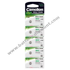 Camelion silver oxide button cell SR43 / G12 / 386 / LR43 / 186 5 pack