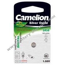 Camelion silver oxide button cell SR58/SR58W / G11/ LR721 / 362 / SR721 / 162  1 pack