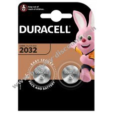Lithium button cell Duracell CR2032 DL2032 ED2026 2-unit blister