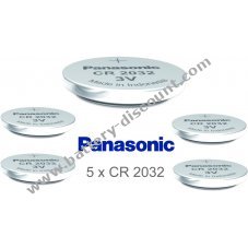 Panasonic Lithium button cell CR2032 / DL2032 / ECR2032 5 pieces loose
