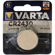 Lithium button cell battery Varta Electronic CR2430 3V 1er blister