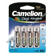 Battery Camelion Digi Alkaline LR6 Mignon AA MN1500 AM3 Blister of 4