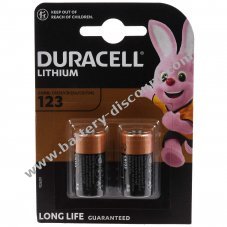 Photo Battery Duracell Ultra 123 CR123A DL123A RC R123 Blister of 2