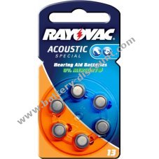Rayovac Extra Advanced hearing aid battery type DA13 6-unit blister