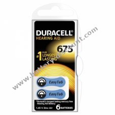 Duracell hearing aid battery V675AT 6-unit blister