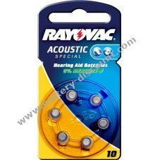 Rayovac Acoustic Special hearing aid battery type 10 / AE10 / DA10 / PR230 / PR536 / V10AT 6er blister