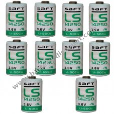 10x Lithium battery Saft LS14250 1/2AA 3,6Volt
