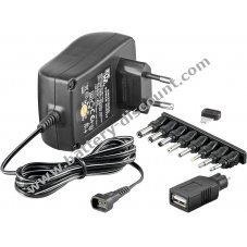 All purpose power supply incl. 1x USB and 8x DC adapter 3V-12V incl. 9 plugs