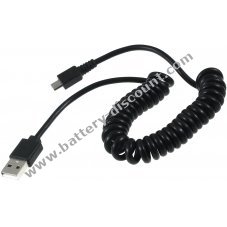 Goobay USB coiled cord 1m with Micro USB for Samsung Galaxy S3 / S4 / S5 / S6