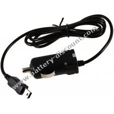 Powery car Charging cable with integrated TMC antenna 12-24V for Navigon 20 Jahre Edition with mini USB port