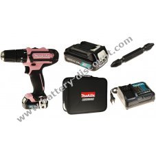 Makita Rechargeable percussion drill set HP 331DSAP1 Pink 12V, 24W, incl. carrying bag and bits