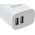 Powery universal power adapter charger for Samsung, iPhone, HTC with 2x USB 2,4A white