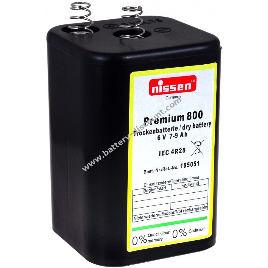 Nissen 4R25 6V block battery Premium 800 * Battery Discount.com: Get the  full power for rechargable batteries